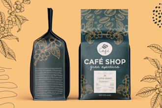 do unique coffee pouch packaging, bag, and label design