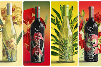 design bottle label and package for wine whiskey gin rum vodka beer