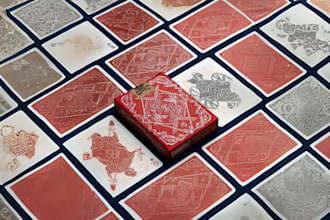 design custom card game, card box mockup, rule book, tarot card, flash card,