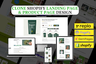clone shopify landing page, product page by pagefly, replo, gempages
