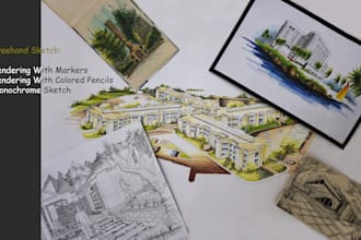 create architectural hand drawn sketches