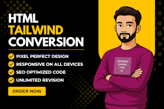 convert figma to html, psd to html, xd to html with responsive tailwind css