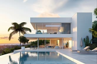 revamp 3d house villa,balcony,patio,swimming pool, 3d terrace,interior rendering