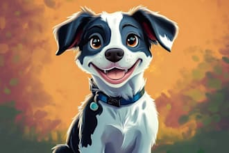 design a custom disney pet portrait illustration