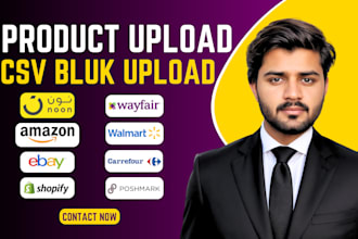 list products on amazon, ebay, shopify, wayfair, noon, walmart, and ebay