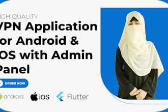 create VPN application in flutter for android and ios with admin panel