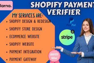 create verified shopify payment design and redesign shopify store