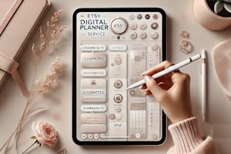 etsy digital planner, hyperlinked planner, etsy digital product, digital planner