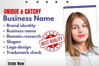 craft a catchy brand name for your business, product and company names, slogan
