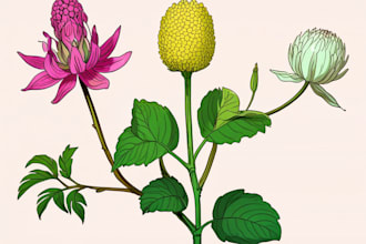 paint botanical illustration of flowers