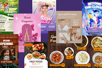 do menu design, event poster for music show, launch flyer, do logo, movie poster