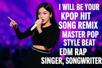 be your kpop hit song remix, master pop style beat, edm rap singer, songwriter