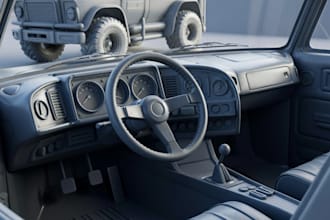 rig 3d vehicles mechanical car interior 3d truck game character zbrush sculptor