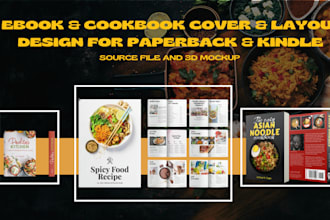 design stunning cookbook recipe book cover for kdp and print ebook ghostwriter