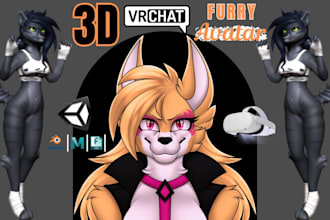 create a well detailed custom vrchat avatar 3d furry model