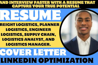 write freight logistics, planner logistics, and engineer logistics resume