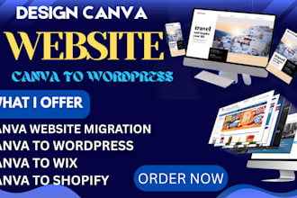 design canva website canva migration, canva to wordpress, canva to wix, shopify