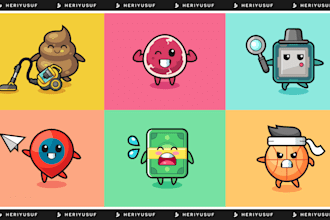 draw cute chibi kawaii icon and logo