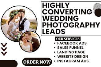 generate wedding photography leads event planning website  facebook ads