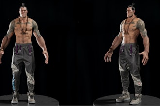 make custom realistic 3d game character modeling rigging and animation for unity