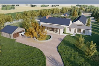 vray farm house rendering,beehive,3d poultry,3d architect animal shed,silo,barn