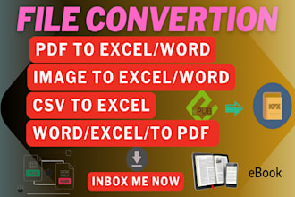 convert PDF to excel, image to excel, pdf to CSV, ms word and epub mobi
