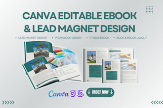 do canva ebook design, pdf lead magnet, workbook journal, adobe indesign project