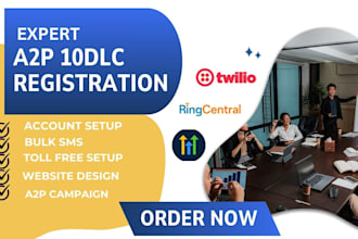 setup a2p 10dlc, bulk SMS, IVR for twilio, ghl, ringcentral tcr