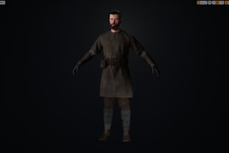 realistic character models, pbr texture, retopology, ue5 rig for game, animation