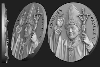 sculpt 3d coin model, 3d bas relief, cnc design, 3d medallion sculpting stl file