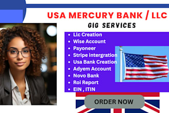 create a mercury usa bank, wise, llc, ein, stripe, us bank, tax filling