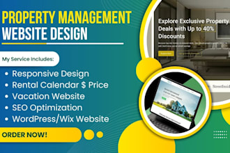 build property management website vacation rental hotel booking wix, wordpress