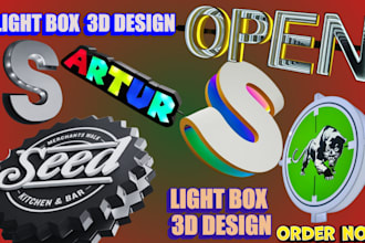 3d light box text logo neon box 3mf stl keychain wall decor toys for printing