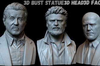 sculpt realistic 3d head, 3d bust, 3d face, 3d full body model, 3d printing