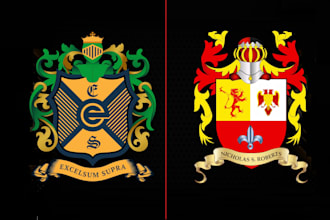 design a custom coat of arms logo with unique heraldic details and  family crest