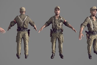 create game ready character 3d models for games and 3d printing