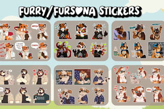 furry telegram stickers, discord animated sticker, fursona sticker, furry oc art