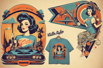create a retro vintage illustration for your t shirt design