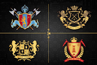 create regal heraldic coat of arms and custom family crest logo design