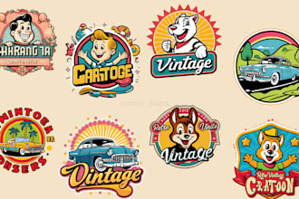 create classic retro vintage cartoon character, mascot logo illustration