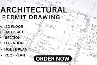 draw architectural permit drawing in autocad and revit make elevationand section