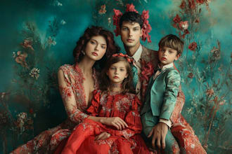 do realistic family portrait, couple or group from photo