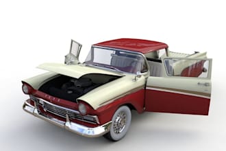 design old fashioned vehicle,4k render,vintage pickup car model,logo carwrap,3ds