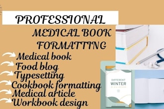 do book formatting design for medical book food blog typesetting cookbook KDP