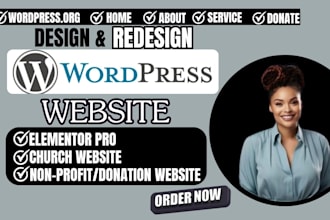 design wordpress website for church, donation, nonprofit wordpress elementor pro