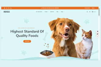 deisgn pet food shopify store pet shopify store pet website pet food pet store