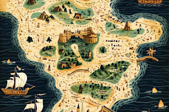 do hand drawn fantasy map illustration