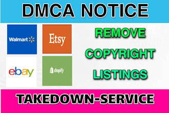 shopify, etsy, ebay, walmart takedown service remove infringing listings by dmca