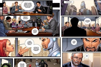 create comic strip graphic novel storyboard comic book illustration