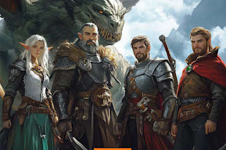 do a dnd party and d and d character art illustration for you